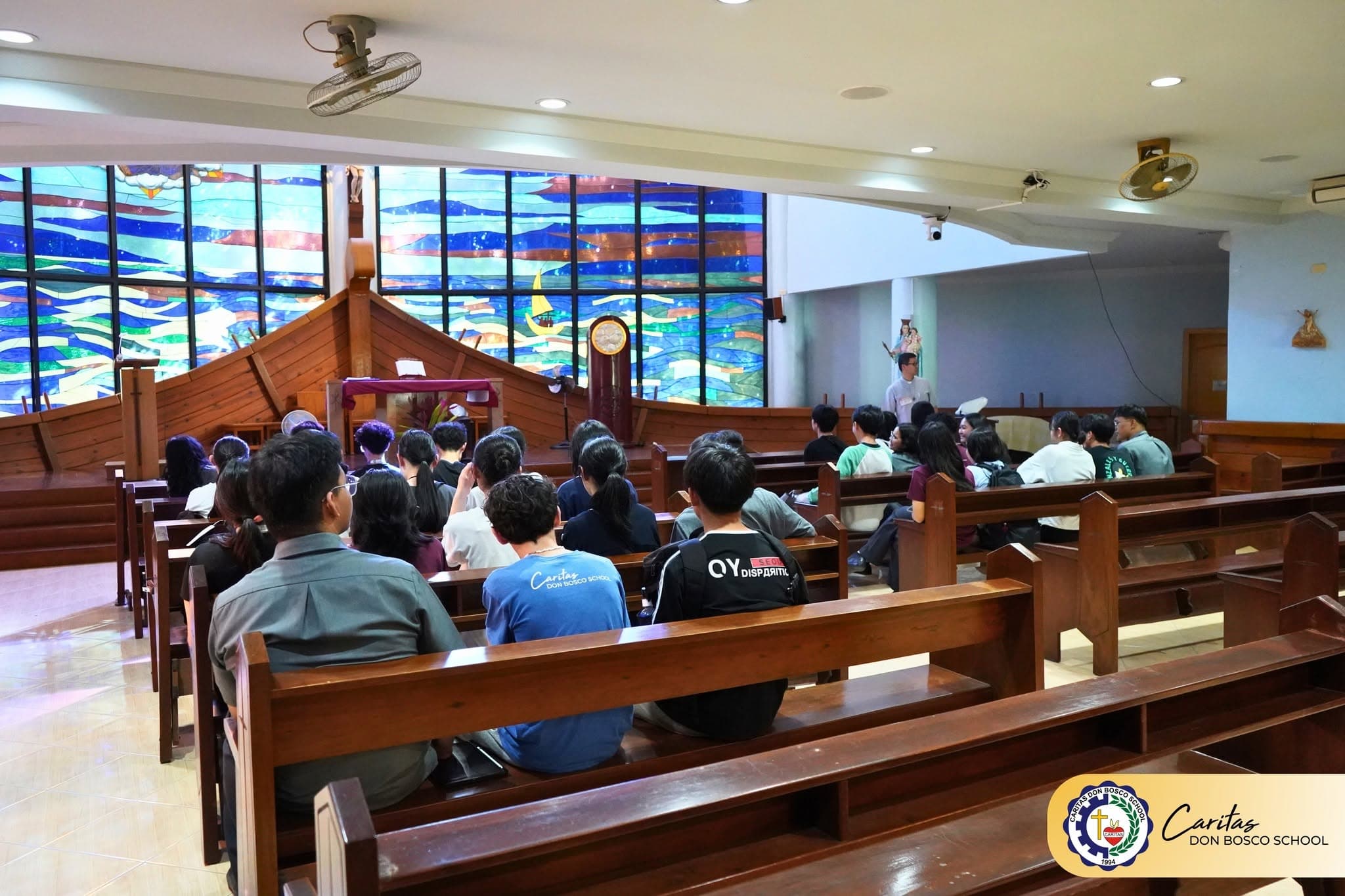 Students at chapel mass